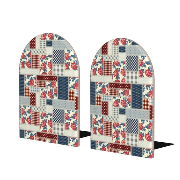 Hirioo Patchwork In Country Style for Bookends Decorative Bookends for Shelves for Home or Office, Non-Slip Base