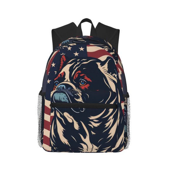 Hirioo Patriotic Bulldog Art for Casual Backpack College Backpack Laptop Backpack for Women and Men College Workplace Travel