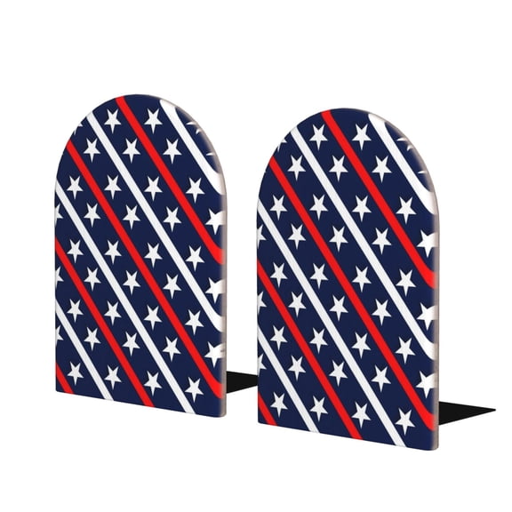 Hirioo Patriotic Star for Bookends Decorative Bookends for Shelves for Home or Office, Non-Slip Base