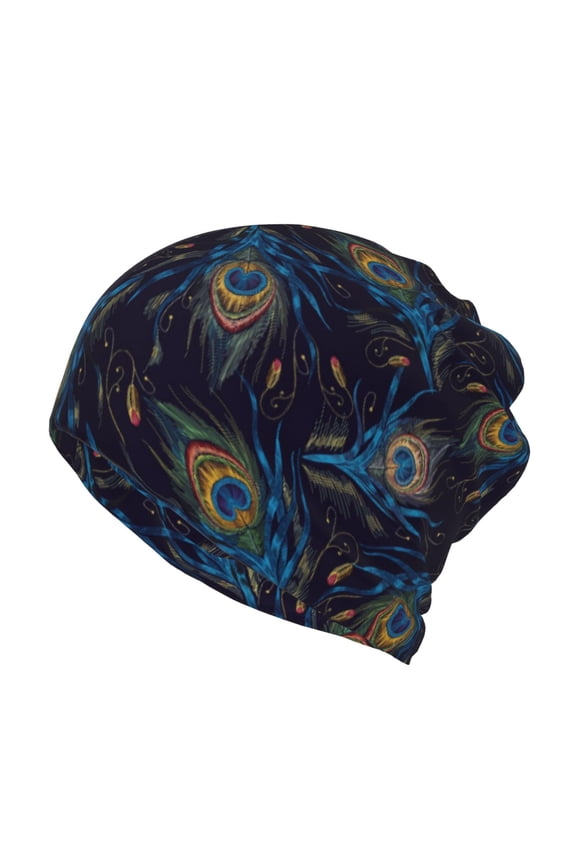 Peacock Feathers for Multifunction Beanie Hat for Men and Women Unisex for Winter Sports, Outdoor Activities, and Daily Wear
