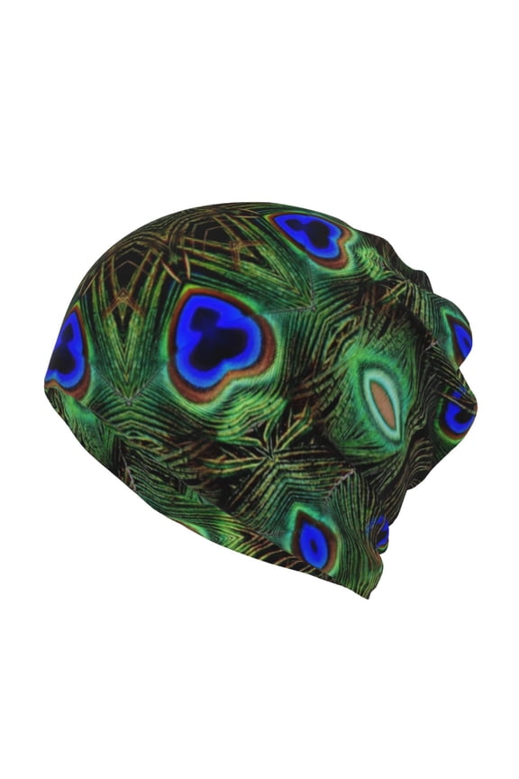 Peacock Feathers for Multifunction Beanie Hat for Men and Women Unisex for Winter Sports, Outdoor Activities, and Daily Wear