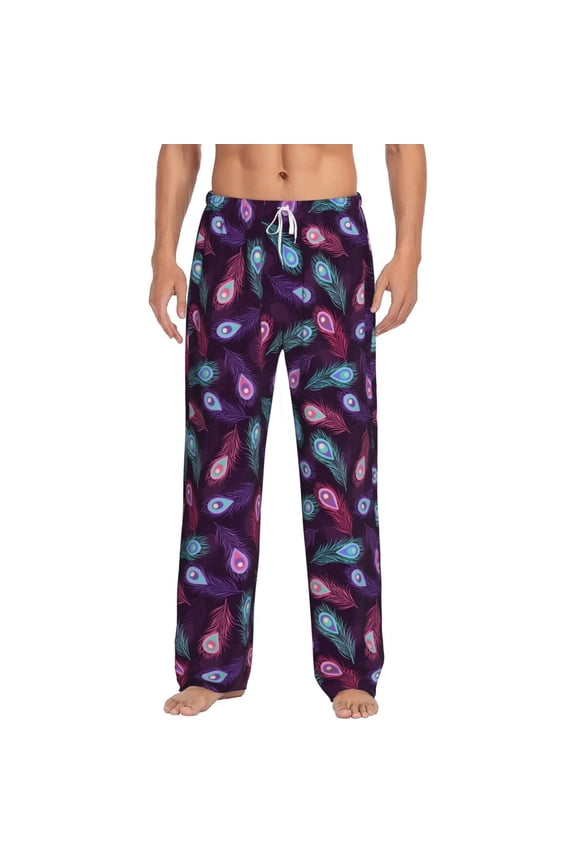 Peacock Feathers3 for Women's PJ Pajama Pants Sleep Pants Women's Home Trousers with Pockets,S-3XL-XX-Large