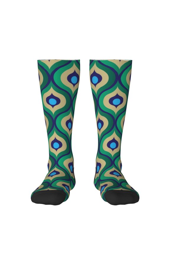 Peacock'S Tail for Adult Stockings Breathable Sock Non-Pilling,Contrasting Color Design
