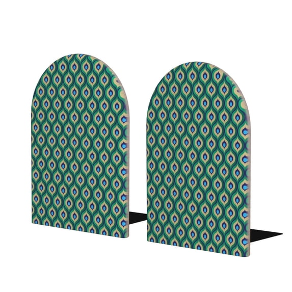 Hirioo Peacock'S Tail for Bookends Decorative Bookends for Shelves for Home or Office, Non-Slip Base