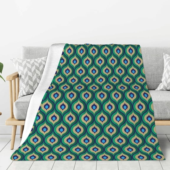 Hirioo Peacock'S Tail for Flannel Blanket, Cozy and Warm Throw for Bed or Couch ,Perfect for All Seasons-40"x30"