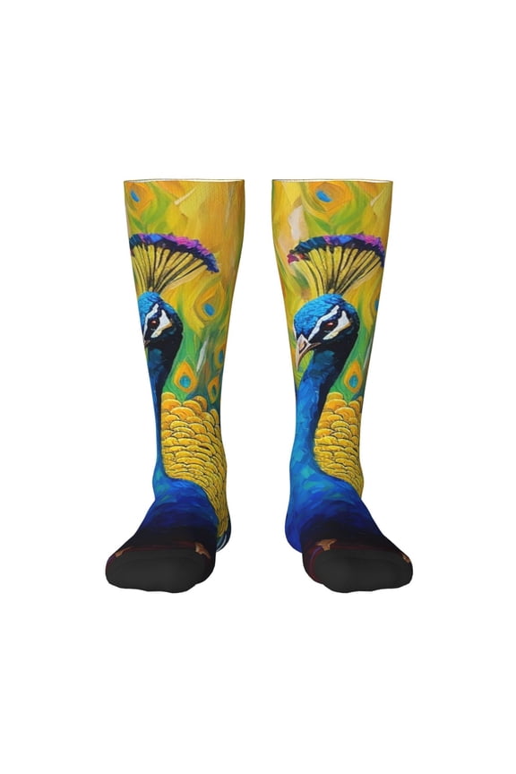 Peacocks for Adult Stockings Breathable Sock Non-Pilling,Contrasting Color Design