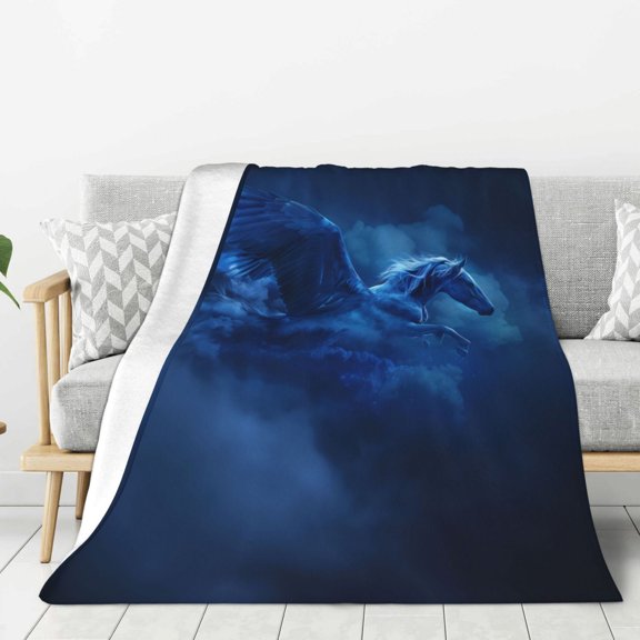 Hirioo Pegasus Night Sky for Flannel Blanket, Cozy and Warm Throw for Bed or Couch ,Perfect for All Seasons-80"x60"