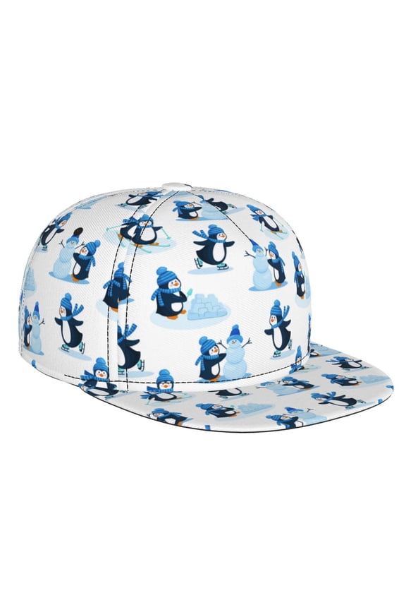 Penguin Winter Fun for Baseball Cap Men Cap Flat Brim for Men Women Teens Adjustable Baseball Cap
