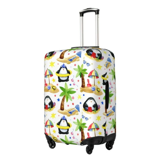 Hirioo Penguins On The Beach for Travel Luggage Cover Suitcase Protector Fits 18-32 Inch Luggage Wheel Covers Anti-scratch Suitcase Cover (No luggage included)-Small