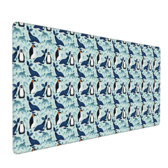 Hirioo Penguins Whales for Mouse Pad ,Anti-Slip Base, Durable Stitched Edges, Perfect for Gaming, Office, and Home Use,16x35.5in