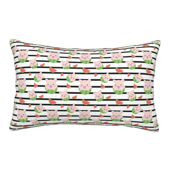 Hirioo Pig And Watermelon for Plush Pillow Cover for Bedroom and Living Room ,Elegant, Comfortable Home Decor-14"x20"