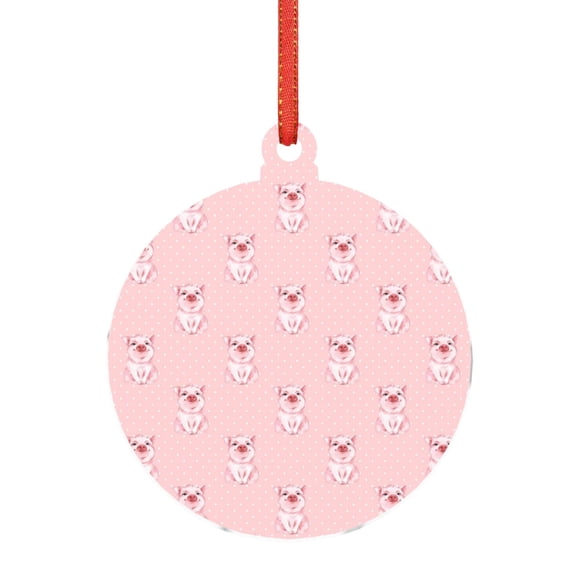 Hirioo Pig Polka Dot for Acrylic Christmas Pendant Hanging Christmas Tree Ornaments, Car, Home, Office Gift Decor-Round Shape