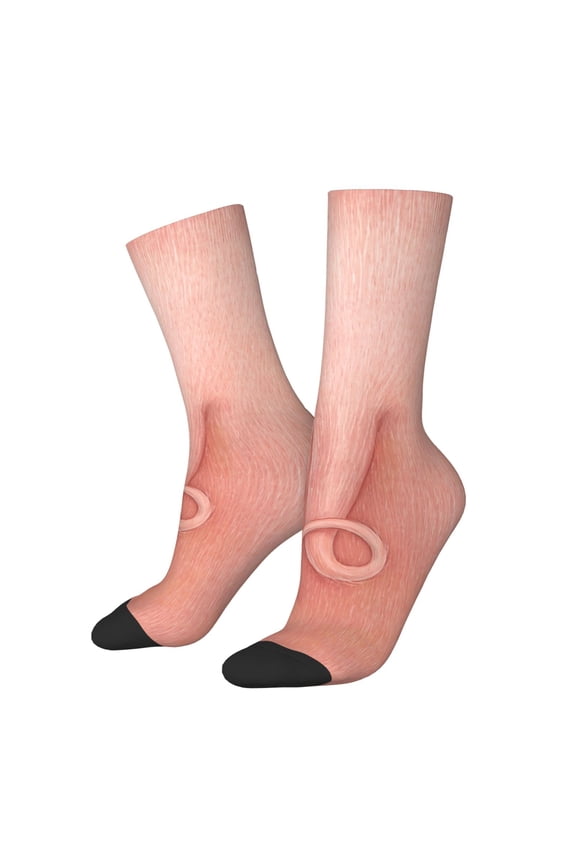 Pig'S Tail Pattern Adult Middle Tube Socks Breathable Sock Non-Pilling,Contrasting Color Design