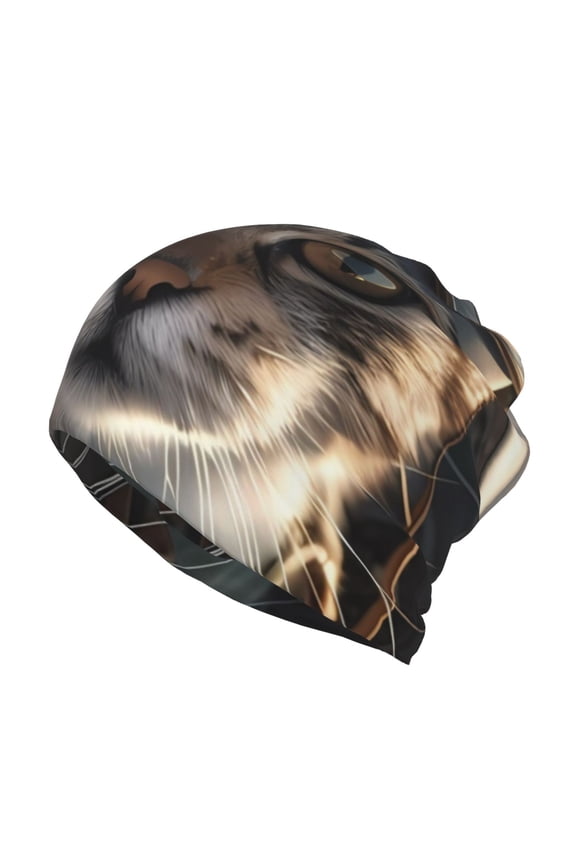 Pilot Cat In Vintage Plane for Multifunction Beanie Hat for Men and Women Unisex for Winter Sports, Outdoor Activities, and Daily Wear