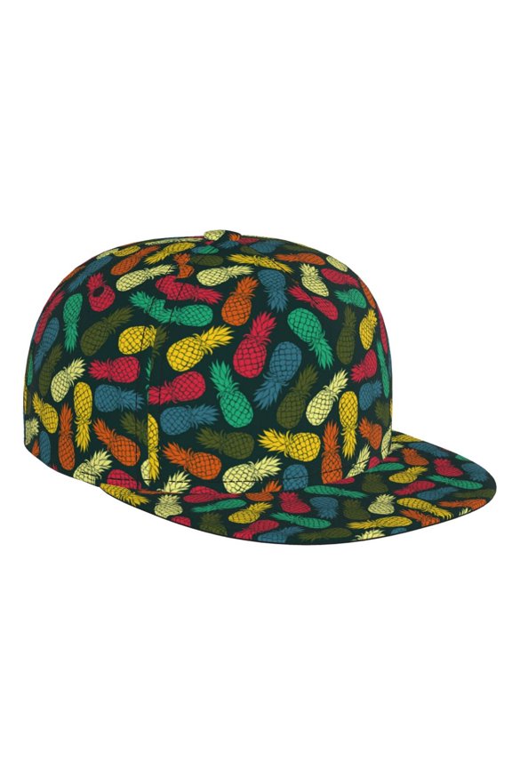 Pineapple Fruit Colorful for Baseball Cap Men Cap Flat Brim for Men Women Teens Adjustable Baseball Cap