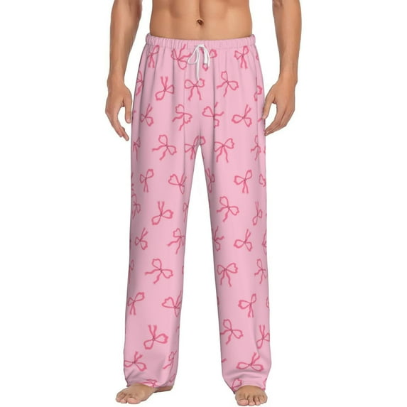 Hirioo Pink Bows for Women's PJ Pajama Pants Sleep Pants Women's Home Trousers with Pockets,S-3XL-3X-Large