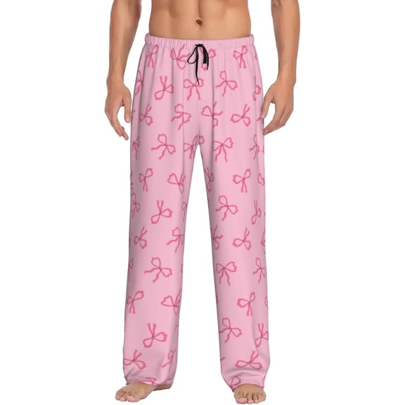 Hirioo Pink Bows for Women's PJ Pajama Pants Sleep Pants Women's Home Trousers with Pockets,S-3XL-X-Large