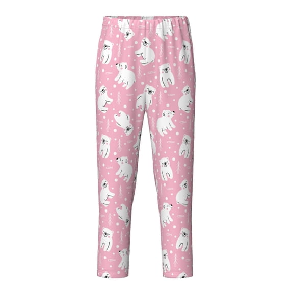 Hirioo Pink Cartoon Bear for Teenagers' Pajama Pants Womens Lounge Pants with Pockets Pj Bottoms Pants for Men-Medium