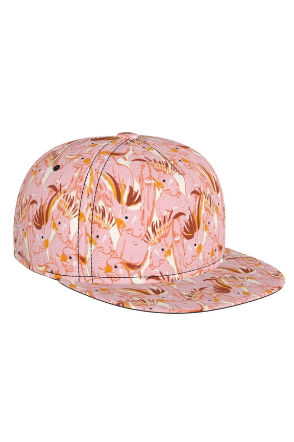 Pink Cockatoo Birds for Baseball Cap Men Cap Flat Brim for Men Women Teens Adjustable Baseball Cap
