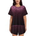 thumbnail image 1 of Hirioo Pink Glitter Sparkles A for Women's 2 Piece Short-Sleeved Pajama PJ Sets for Women Shorts with Pockets Womens Lounge Set-, 1 of 6