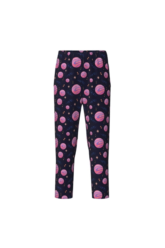 Pink Planets And Stars for Teenagers' Pajama Pants Womens Lounge Pants with Pockets Pj Bottoms Pants for Men-Small