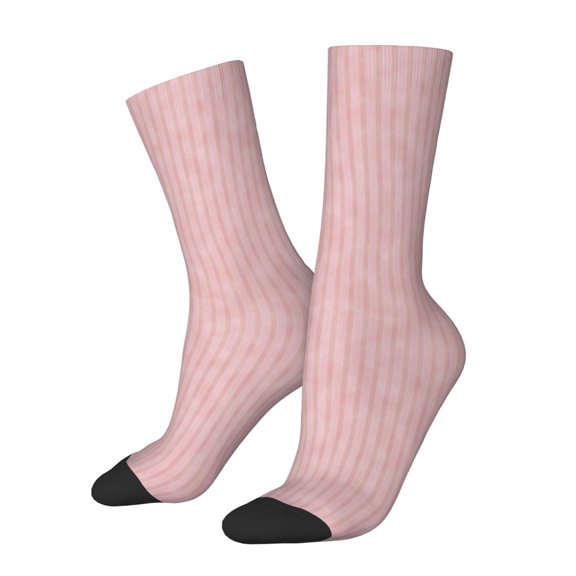 Hirioo Pink Stripes Pattern Adult Middle Tube Socks Breathable Sock Non-Pilling,Contrasting Color Design