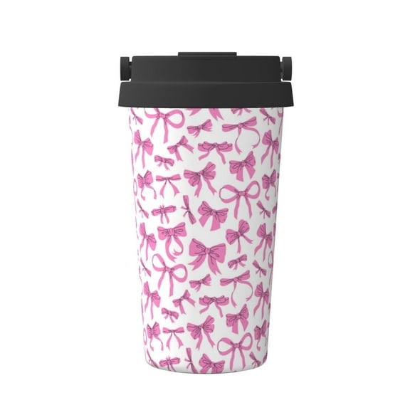 Hirioo Pink bows for Coffee Travel Mug Insulated Coffee Mug with Lid