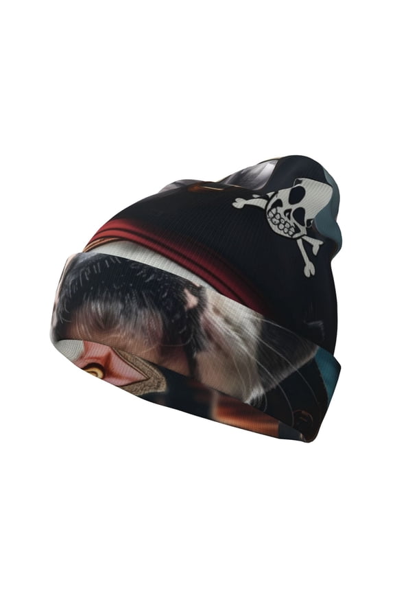Pirate Bulldog On Deck for Men's Knit Cuffed Beanie for Outdoor Activities Unisex