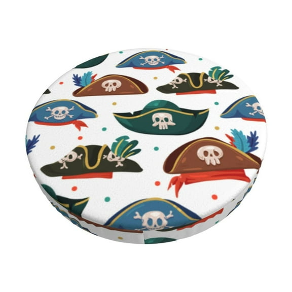 Hirioo Pirate Hats for Round Bar Stool Seat Covers Washable Stool Cushion Slipcover Elastic Bar Chair Covers for 12-14 Inch Chair-13 inch