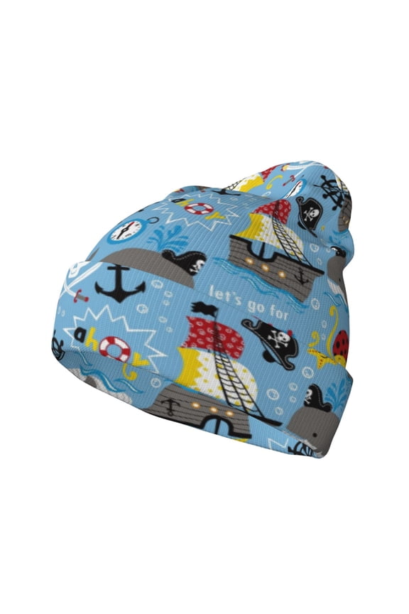 Pirate Marine Animals for Men's Knit Cuffed Beanie for Outdoor Activities Unisex