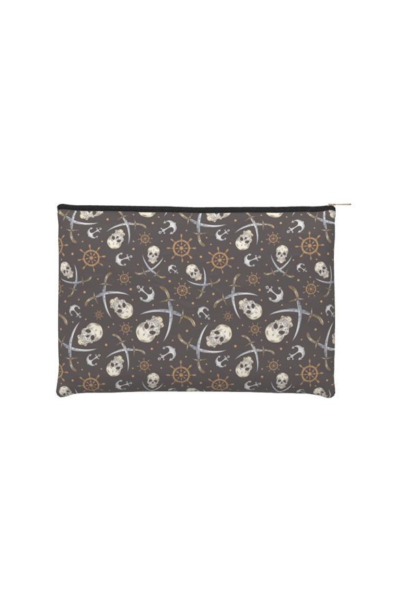 Pirate Skulls for Paper Reusable Cosmetic Bag Zipper Encouragement Travel Pouch Toiletry Bag for Women Girls