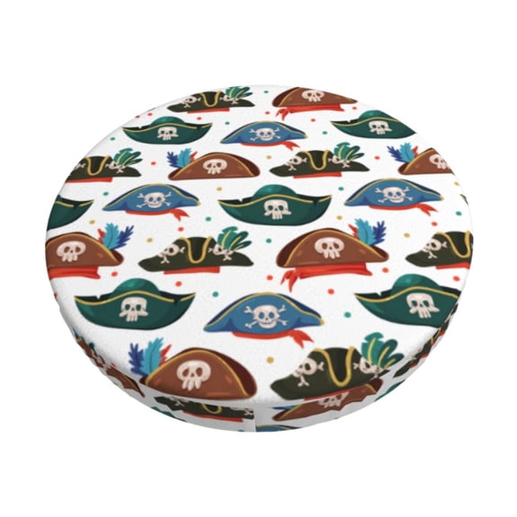 Hirioo Pirate hats for Round Bar Stool Seat Covers Washable Stool Cushion Slipcover Elastic Bar Chair Covers for 12-14 Inch Chair-13 inch
