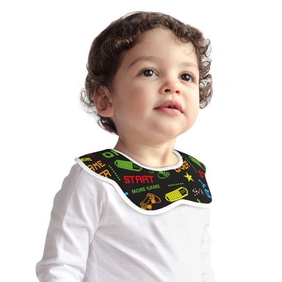 Hirioo Pixel Game for Baby Cotton Petal Bib Drool Bibs for Baby Boy Unisex