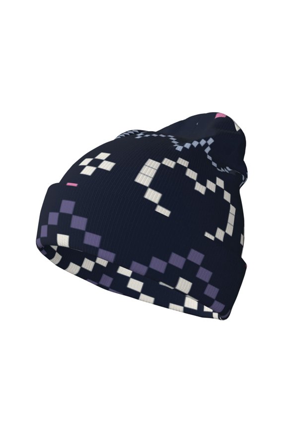 Pixel Heart Winter for Men's Knit Cuffed Beanie for Outdoor Activities Unisex