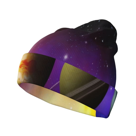 Hirioo Planets And Stars for Men's Knit Cuffed Beanie for Outdoor Activities Unisex