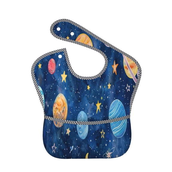 Hirioo Planets And Stars1 for Baby Waterproof Pocket Bib Adjustable Closed for Babies Toddlers with Large Pocket 6-24Months