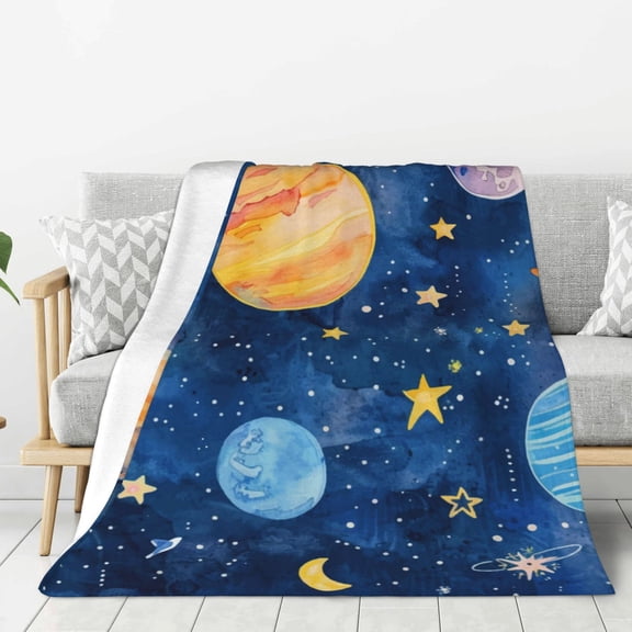 Hirioo Planets And Stars1 for Flannel Blanket, Cozy and Warm Throw for Bed or Couch ,Perfect for All Seasons-40"x30"