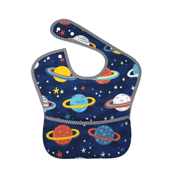 Hirioo Planets and Stars for Baby Waterproof Pocket Bib Adjustable Closed for Babies Toddlers with Large Pocket 6-24Months