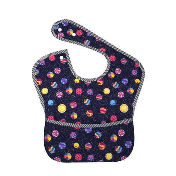 Hirioo Planets for Baby Waterproof Pocket Bib Adjustable Closed for Babies Toddlers with Large Pocket 6-24Months