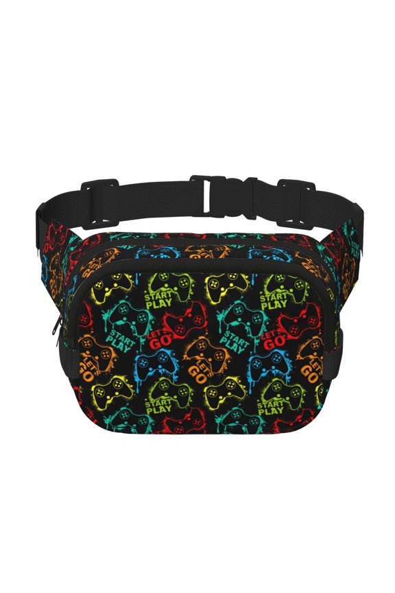 Play Game Start for Double Layer Waist Bag Adjustable Fanny Pack For Travel Running Hiking
