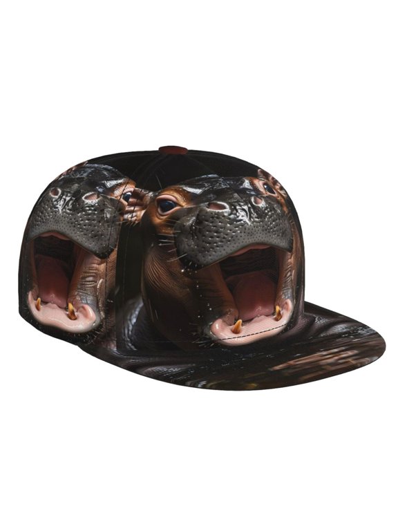 Playful Baby Hippo Splash for Baseball Cap Men Cap Flat Brim for Men Women Teens Adjustable Baseball Cap