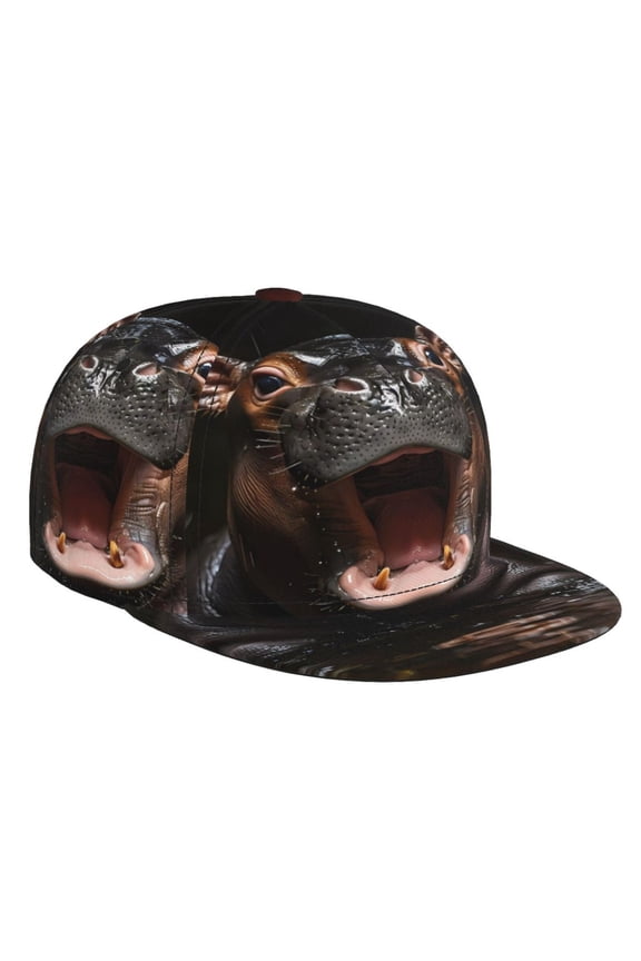 Playful Baby Hippo Splash for Baseball Cap Men Cap Flat Brim for Men Women Teens Adjustable Baseball Cap