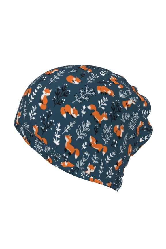Playful Foxes Forest Blues for Multifunction Beanie Hat for Men and Women Unisex for Winter Sports, Outdoor Activities, and Daily Wear