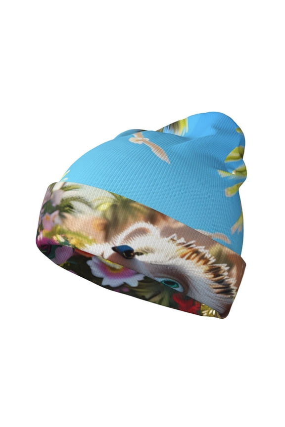 Playful Hedgehog Forest Pond for Men's Knit Cuffed Beanie for Outdoor Activities Unisex