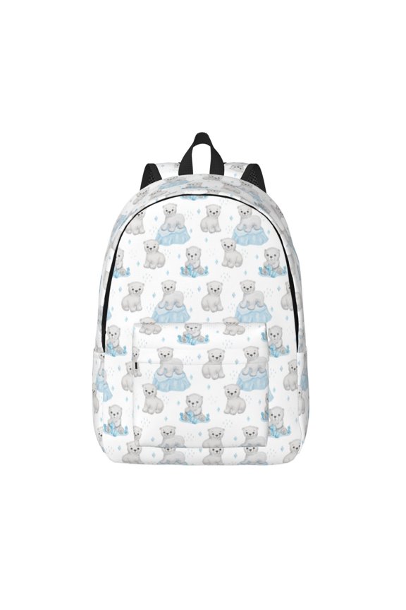 Playful Polar Bear Pals Canvas Backpack, Durable Travel Backpack with Multiple Compartments,Large Capacity, Backpack for School, Hiking, Work
