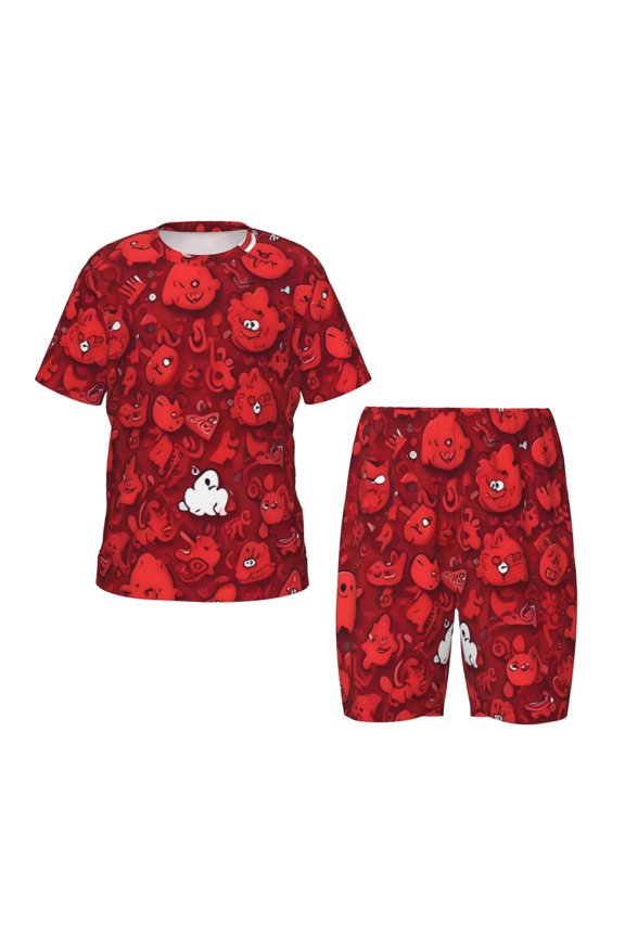 Playful Red Cartoon Faces Hirioo-Small