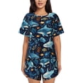 thumbnail image 1 of Hirioo Playful Whales Underwater Scene for Women's 2 Piece Short-Sleeved Pajama PJ Sets for Women Shorts with Pockets Womens Lounge Set-XX-Large, 1 of 6