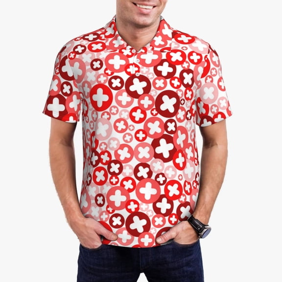 Hirioo Plus Cross for Men’s Polo Shirts Quick Dry Short Sleeve Golf T Shirt Performance Moisture Wicking Casual Workout,Sizes S-4XL-XX-Large