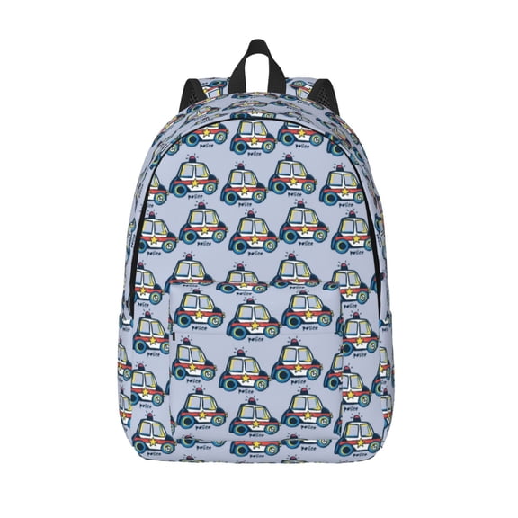 Hirioo Police Car Canvas Backpack, Durable Travel Backpack with Multiple Compartments,Large Capacity, Backpack for School, Hiking, Work