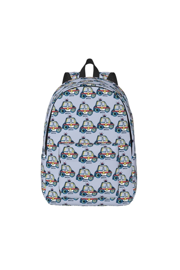 Police Car Canvas Backpack, Durable Travel Backpack with Multiple Compartments,Large Capacity, Backpack for School, Hiking, Work